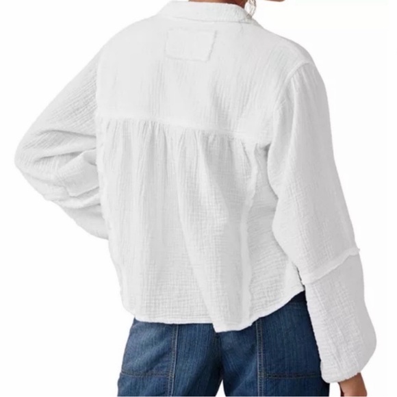 We The Free People Double Cloth Yucca Peasant Top Blouse White Sz S - Picture 8 of 8